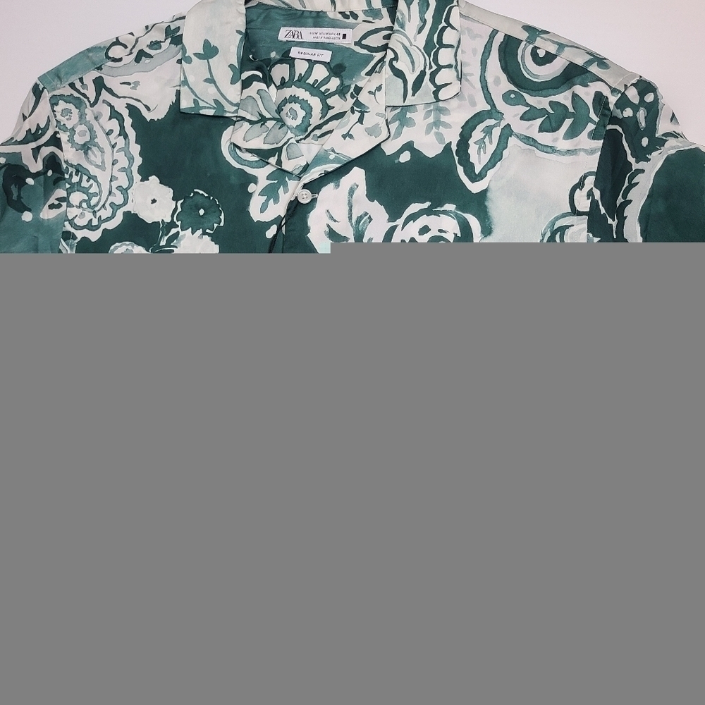ZARA FLORAL PRINT SHIRT GREEN | 2187/300 - Picture 5 of 6